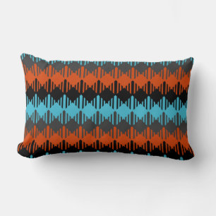 Turquoise orange and black geometric lumbar pillow