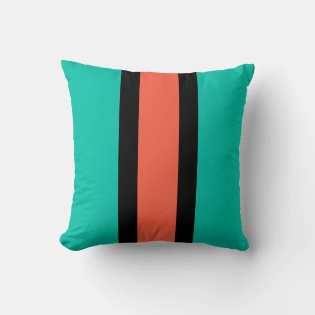 Turquoise, Orange and Black Throw Pillow (Front)