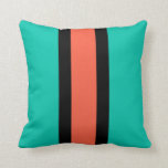 Turquoise, Orange and Black Throw Pillow<br><div class="desc">A colourful colour block pattern with turquoise / aqua,  orange and black stripes similar to a licorice allsorts image.</div>