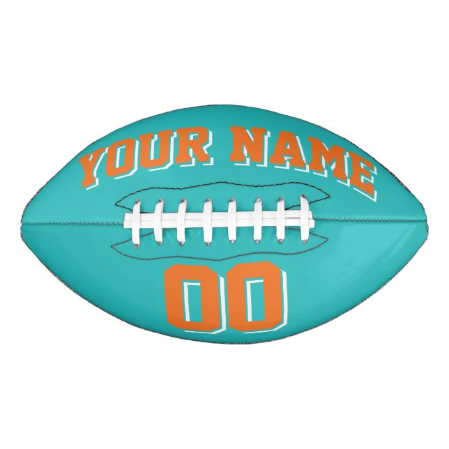 TURQUOISE ORANGE AND WHITE Custom Football (Front)