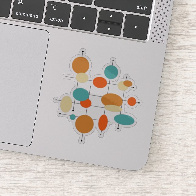 Turquoise Orange Circles Mid Century Modern (Detail)