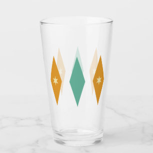 Turquoise Orange Cream Stars & Diamonds Midcentury Glass