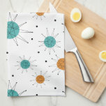 Turquoise Orange Franciscan Starburst Mid Century Kitchen Towel<br><div class="desc">This fabulous mid century modern kitchen towel features Franciscan starbursts in turquoise blue and orange. Make a statement in your kitchen decor!</div>