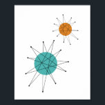 Turquoise Orange Franciscan Starburst Mid Century Poster<br><div class="desc">This fabulous mid century modern poster features Franciscan Starbursts in turquoise blue and orange. Makes a statement in your home!</div>