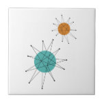 Turquoise Orange Franciscan Starburst Mid Century Tile<br><div class="desc">This fabulous mid century modern ceramic tile feature Franciscan Starbursts in the colours of turquoise blue, orange, and black which will add a fun splash to your tiling project!</div>
