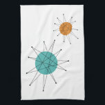 Turquoise Orange Franciscan Starburst Midcentury Kitchen Towel<br><div class="desc">This fabulous mid century modern kitchen towel features Franciscan starbursts in turquoise blue and orange. Make a retro statement in your kitchen decor!</div>