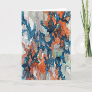 Turquoise, Orange, Gray Watercolor Greeting Card