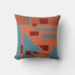 Turquoise Orange Red Geometric Southwest Look Throw Pillow