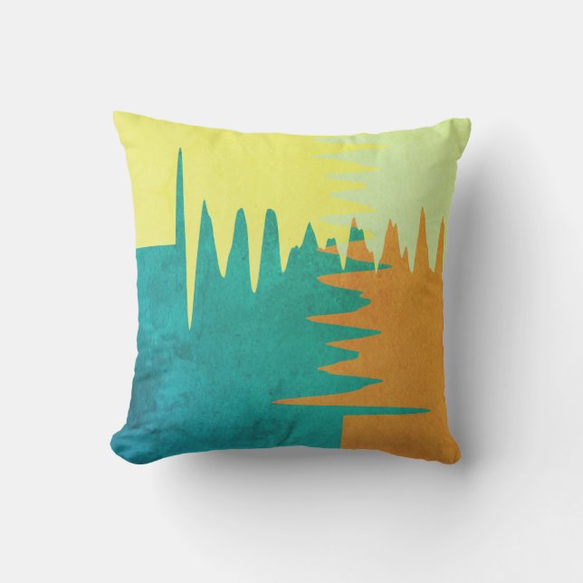 Turquoise Orange Yellow Green Outdoor Pillow (Front)