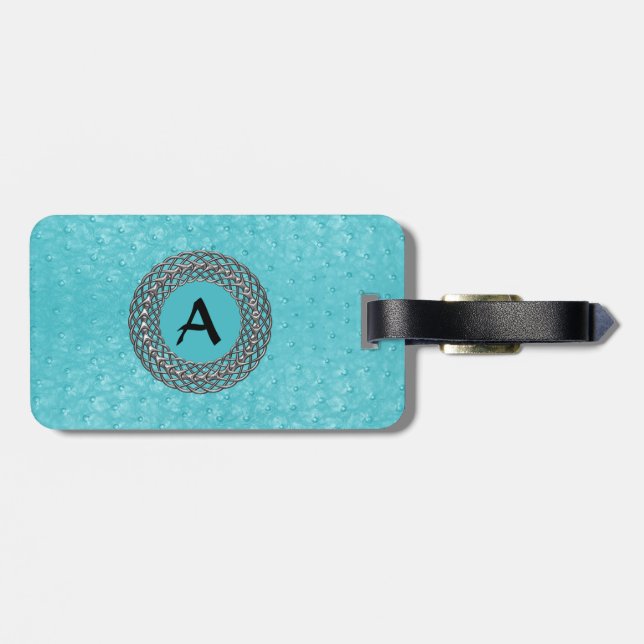 Turquoise Ostrich Skin Look Custom Luggage Tage Tag (Back Horizontal)