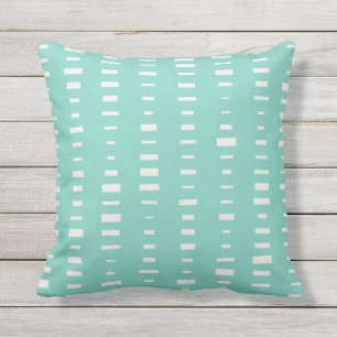 Turquoise Outdoor Pillows - Block Stripe