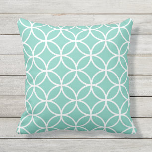 Turquoise Outdoor Pillows - Circle Trellis