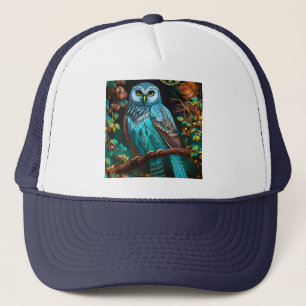 Turquoise owl trucker hat