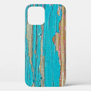 Turquoise Paint On Weathered Wood iPhone 12 Case