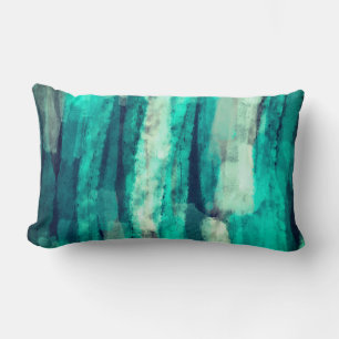 turquoise painted stripes artistic home decor lumbar pillow