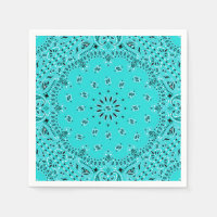 Turquoise Paisley Bandana Scarf BBQ Picnic Napkin