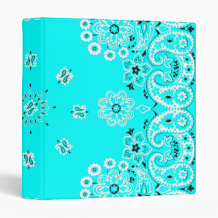 Turquoise paisley bandanna 1 inch 3 ring binder