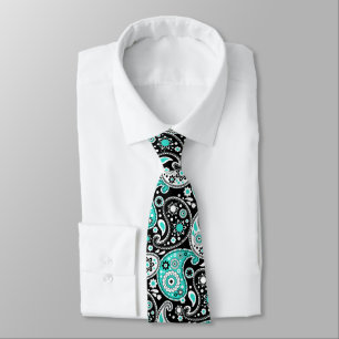 Turquoise Paisley Fancy Country Western Rancher Tie