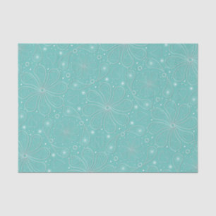 Turquoise Paisley Floral Hearts Pattern Tissue Paper
