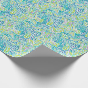 Turquoise Paisley Pattern Wrapping Paper