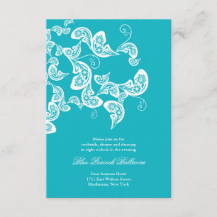 Turquoise Paisley Peacock Chic Wedding Reception Enclosure Card