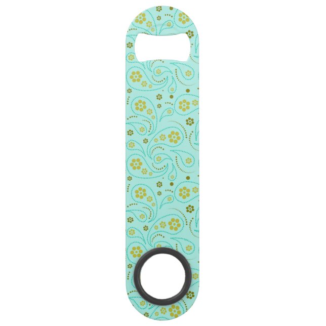 turquoise paisley seamless pattern bar key (Back)