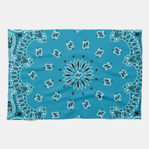 Turquoise Paisley Western Bandana Scarf Print Kitchen Towel