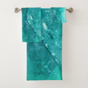 Turquoise palette Flowing Abstract Bath Towel Set