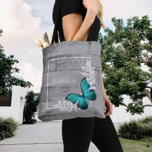 Turquoise Papillon Rustique Sac fourre-tout person