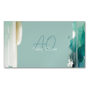 Turquoise pastel blue green abstract simple 	Magnetic business card