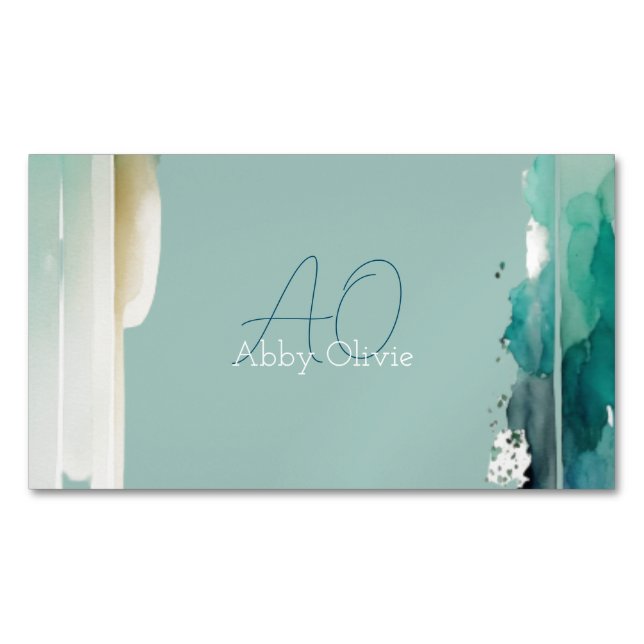 Turquoise pastel blue green abstract simple 	Magnetic business card (Front)