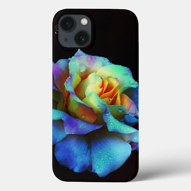 Turquoise Pastel Rainbow Rose Galaxy Note 4 case (Back)