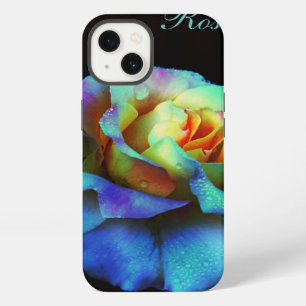 Turquoise Pastel Rainbow Rose iPad case