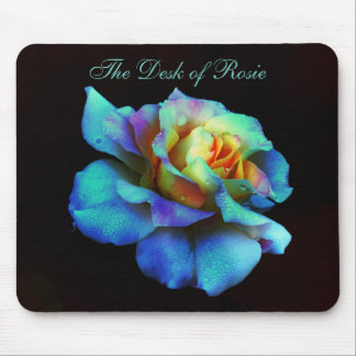 Turquoise Pastel Rainbow Rose Mousepad