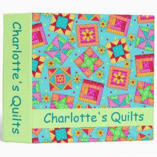 Turquoise Patchwork Quilt Name Personalized Album Binder