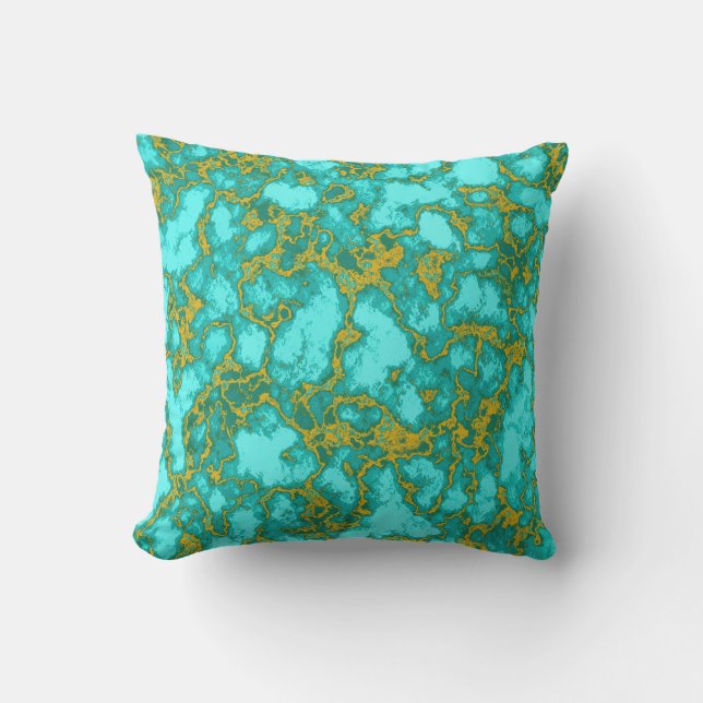 Turquoise Pattern Outdoor Pillow (Front)