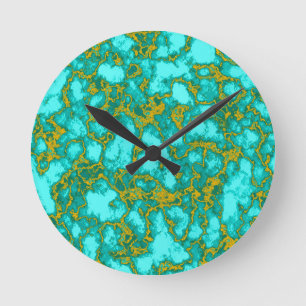 Turquoise Pattern Round Clock
