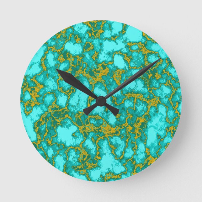 Turquoise Pattern Round Clock (Front)