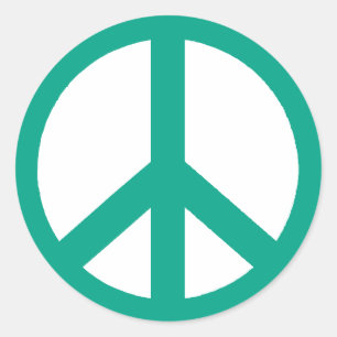 Turquoise Peace Symbol Classic Round Sticker