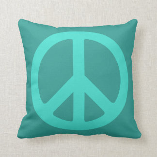 Turquoise Peace Symbol Throw Pillow