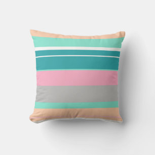 Turquoise Peach Funky Throw Pillow