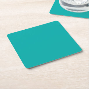 Turquoise Peacock Colour Customize This! Square Paper Coaster
