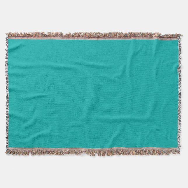 Turquoise Peacock Decor Ready to Customize Throw Blanket (Front)