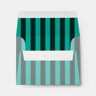 Turquoise Peacock Striped Custom Envelope