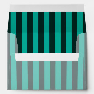 Turquoise Peacock Striped Custom Envelope