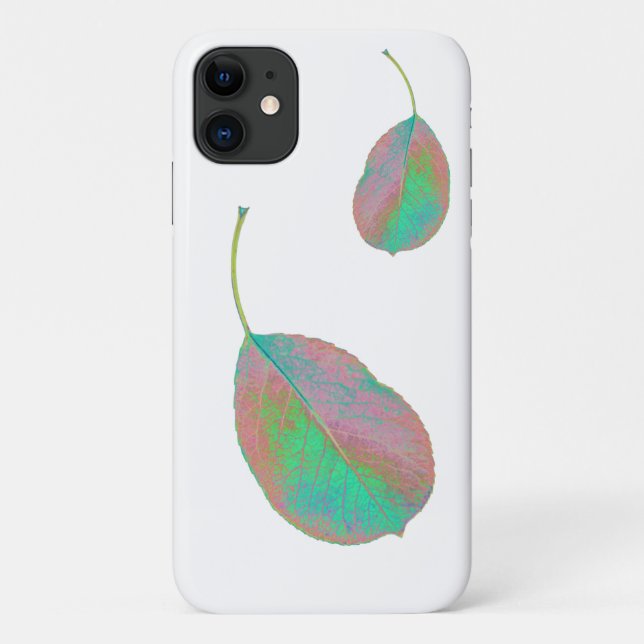 Turquoise Pear Tree Leaf iPhone 11 Coque (Dos)