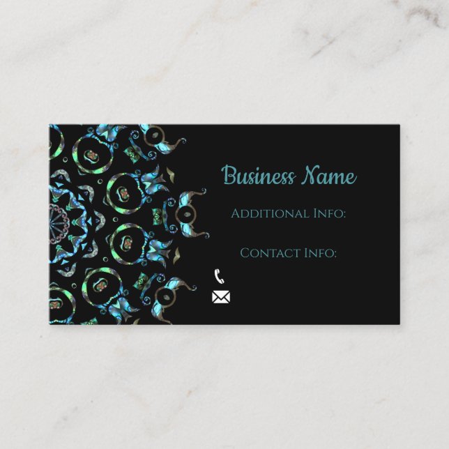 Turquoise Pearl Mandala Carte de visite (Devant)