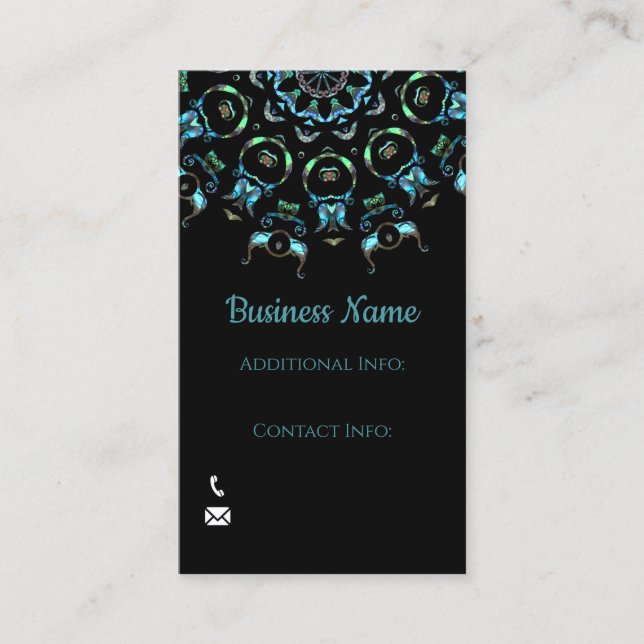 Turquoise Pearl Mandala Carte de visite 2 (Devant)