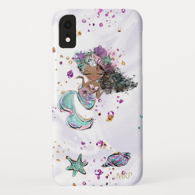 *~* Turquoise Pearls Gold Pink Glitter Mermaid Case-Mate iPhone Case (Back)