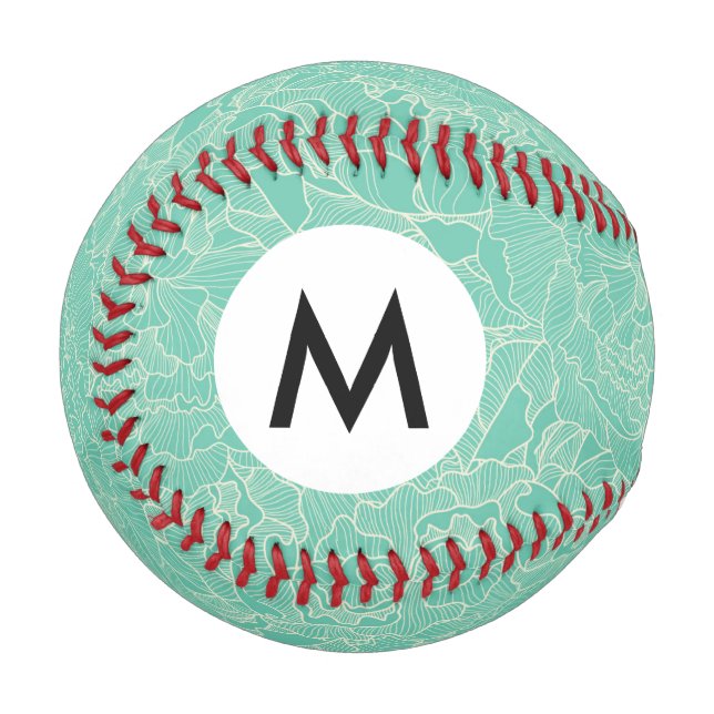 Turquoise Peony Pattern Baseball (Front Left)